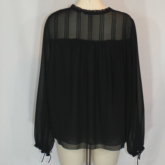 Wilfred Aritzia long sleeve black sheer ruffle collar blouse size large - Picture 4 of 9